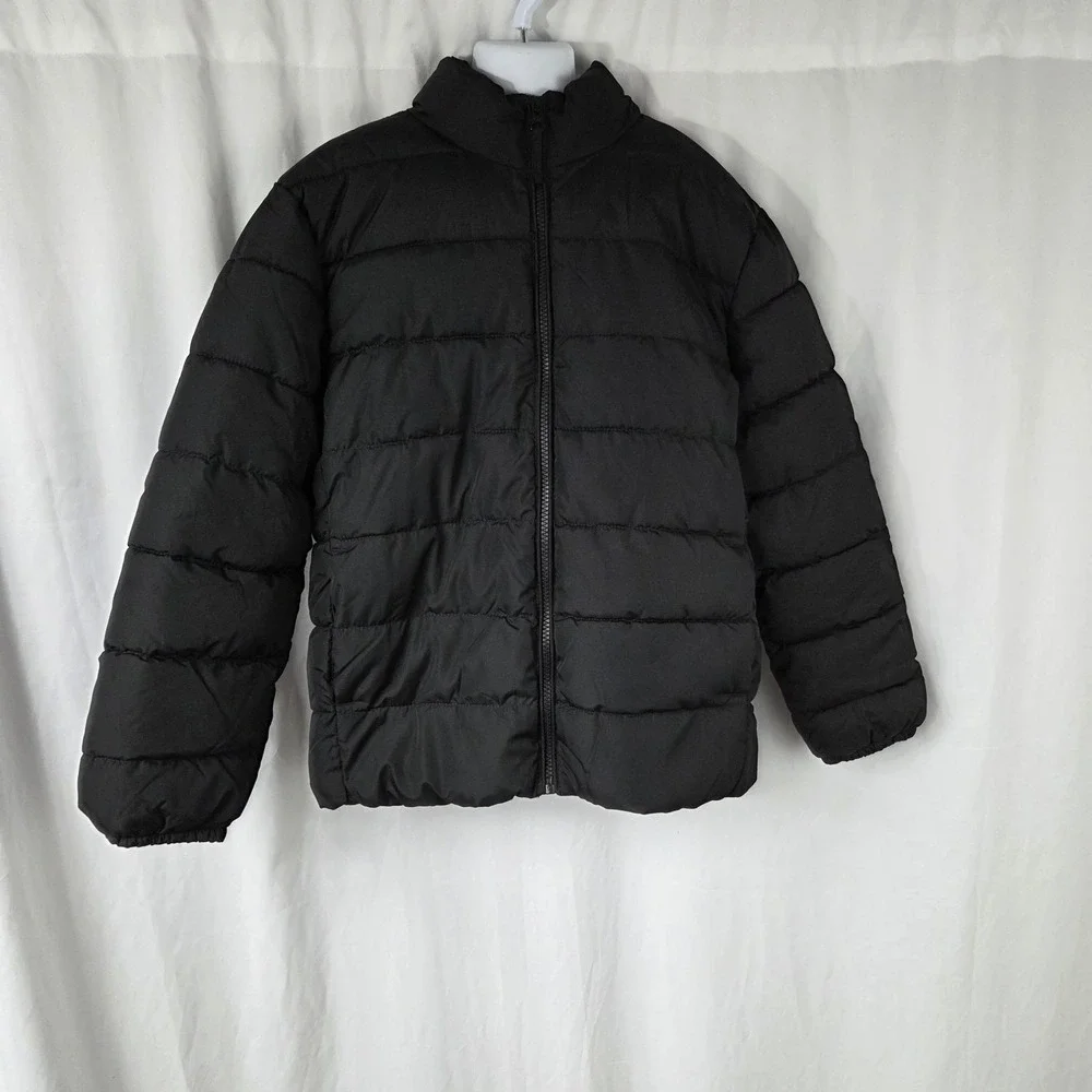 PLACE Jacket Kids 10-12 Black Puffer Quilted Zip Insulated Winter Coat Outerwear